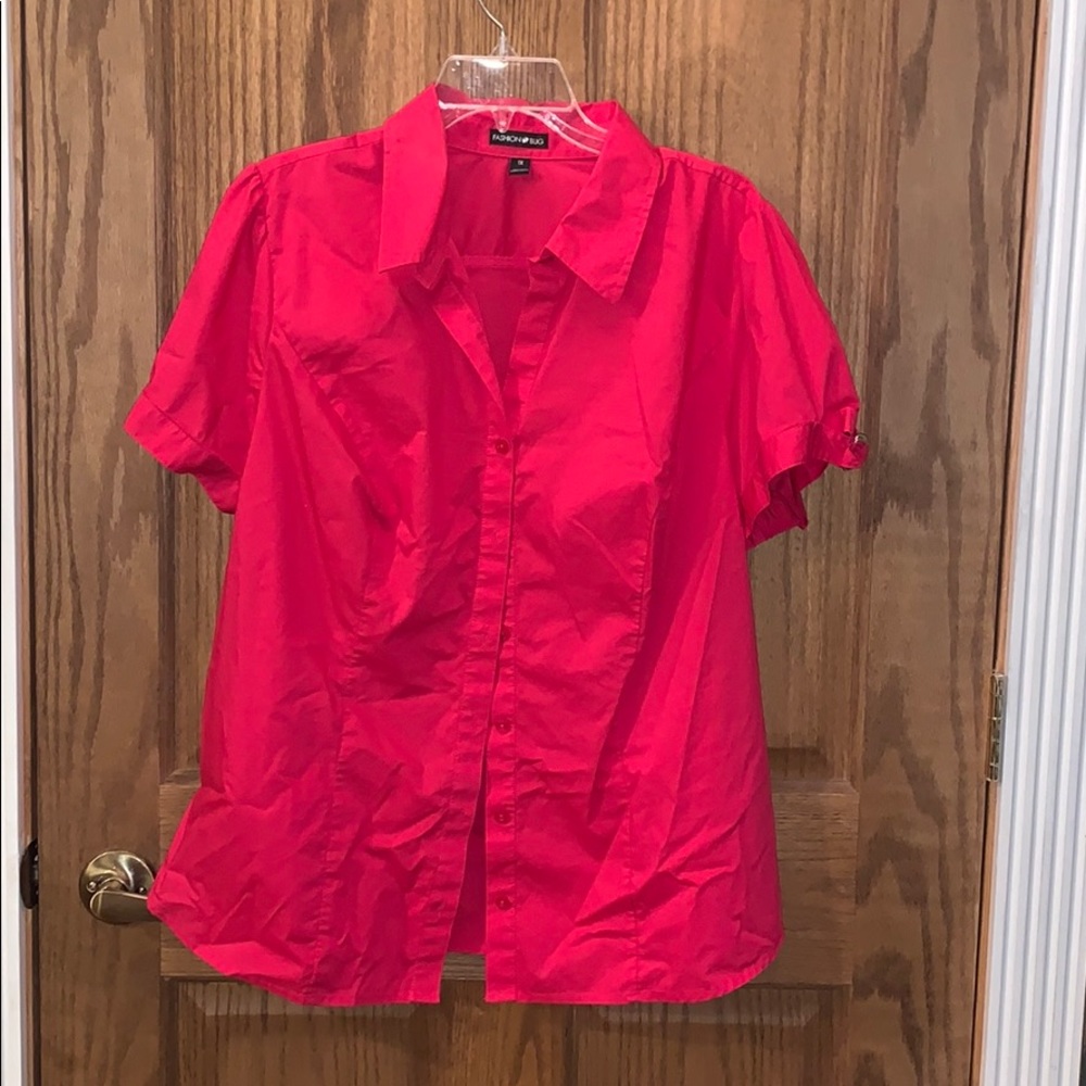 Fashion Bug pink fitted shirt sleeve‎ blouse